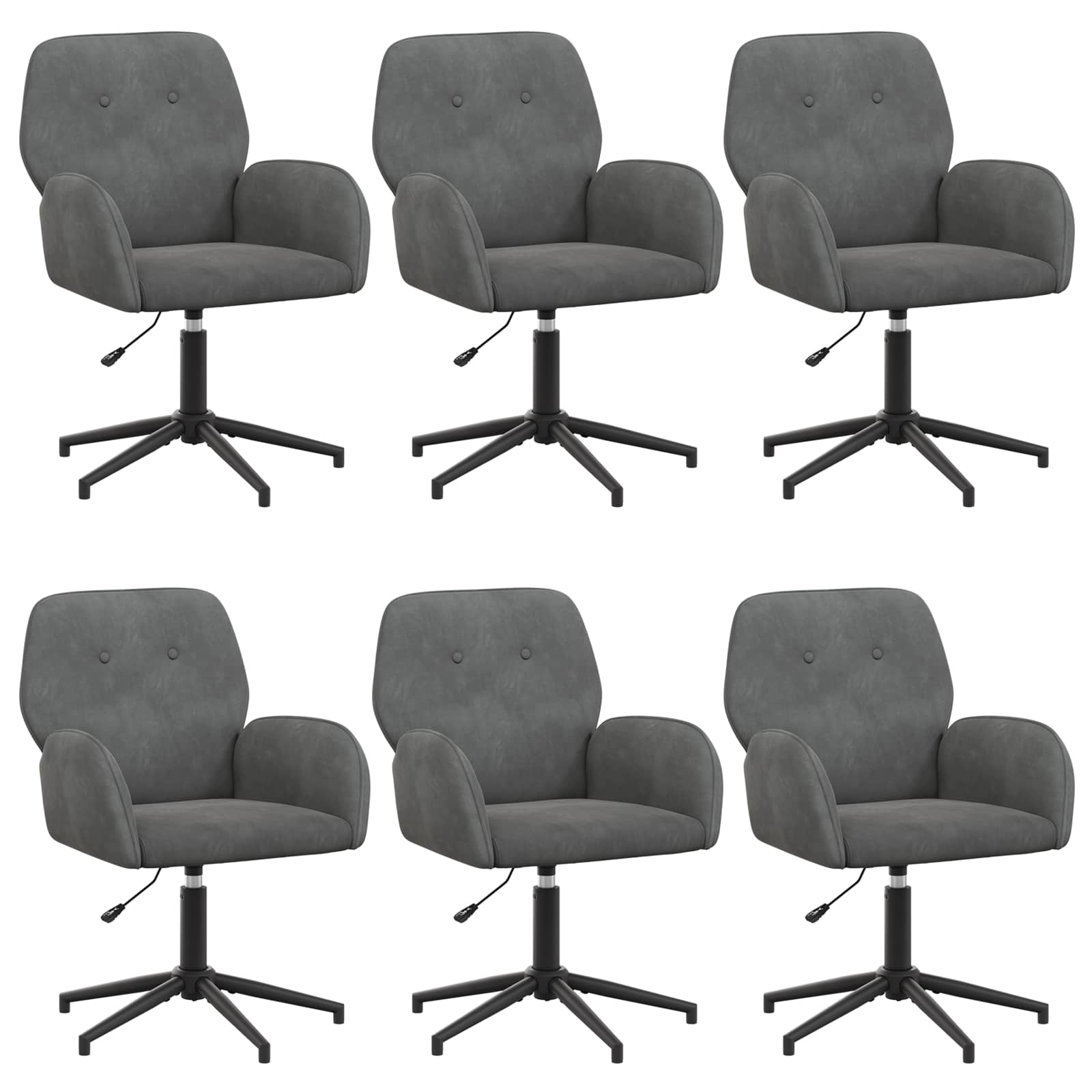 Draaiende Bureaustoelen 6 st 54 x 55 x 90 cm Donkergrijs