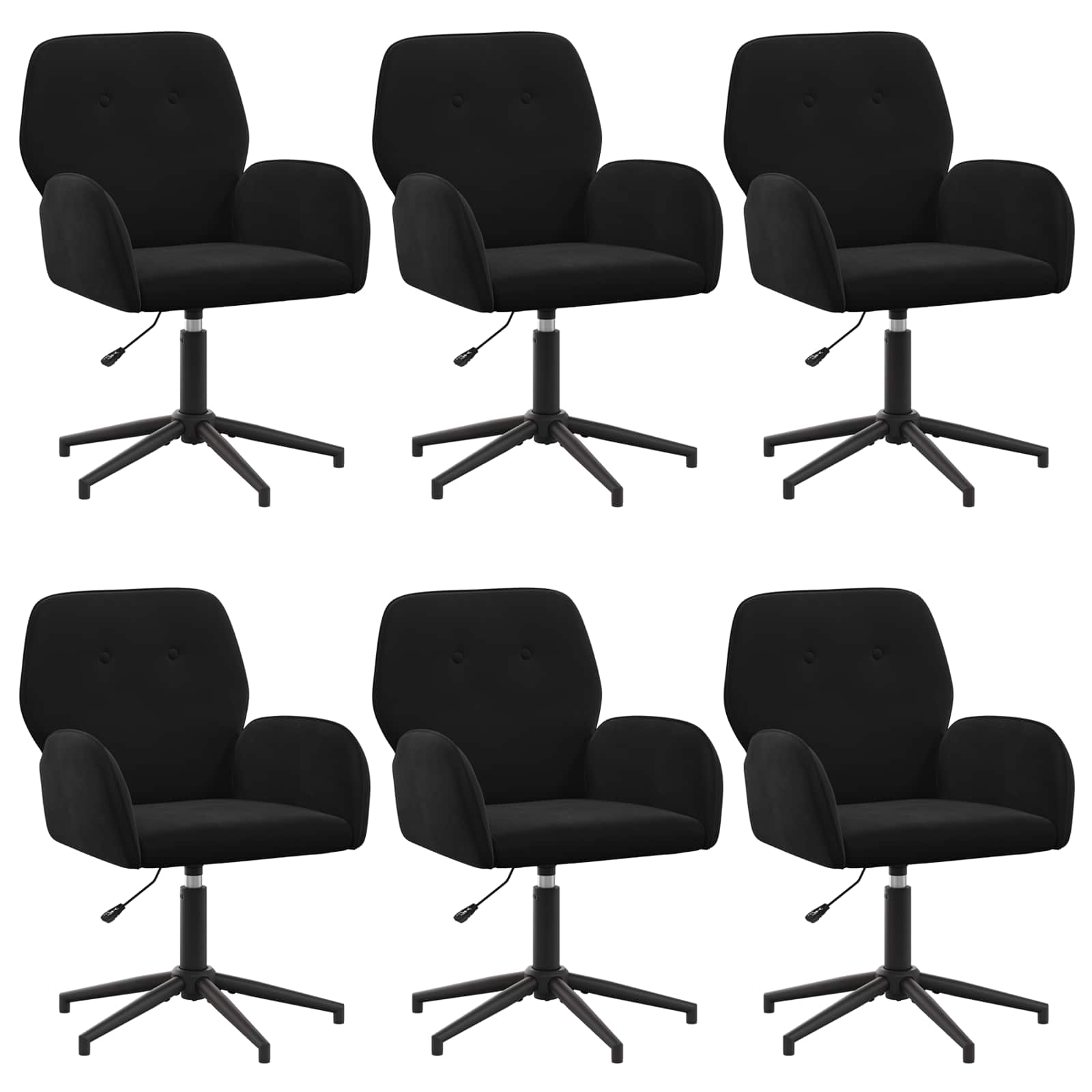 Draaiende Bureaustoelen 6 st 54 x 55 x 90 cm Zwart fluweel