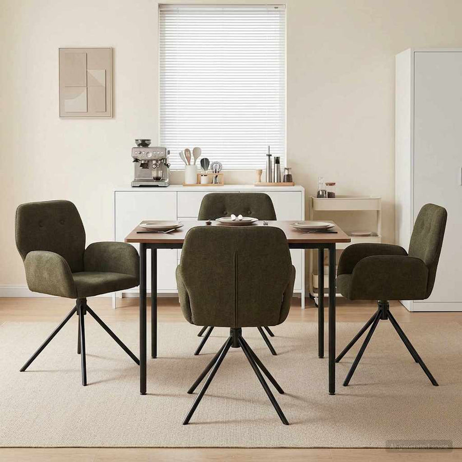 Draai Eetstoelen 4 pcs Nep Suede Leer Legergroen