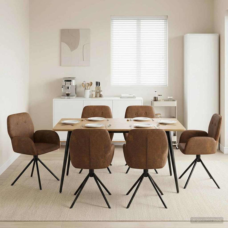 Draai Eetstoelen 6 pcs Nep Suede Leer Bruin 54 x 55 x 86 cm