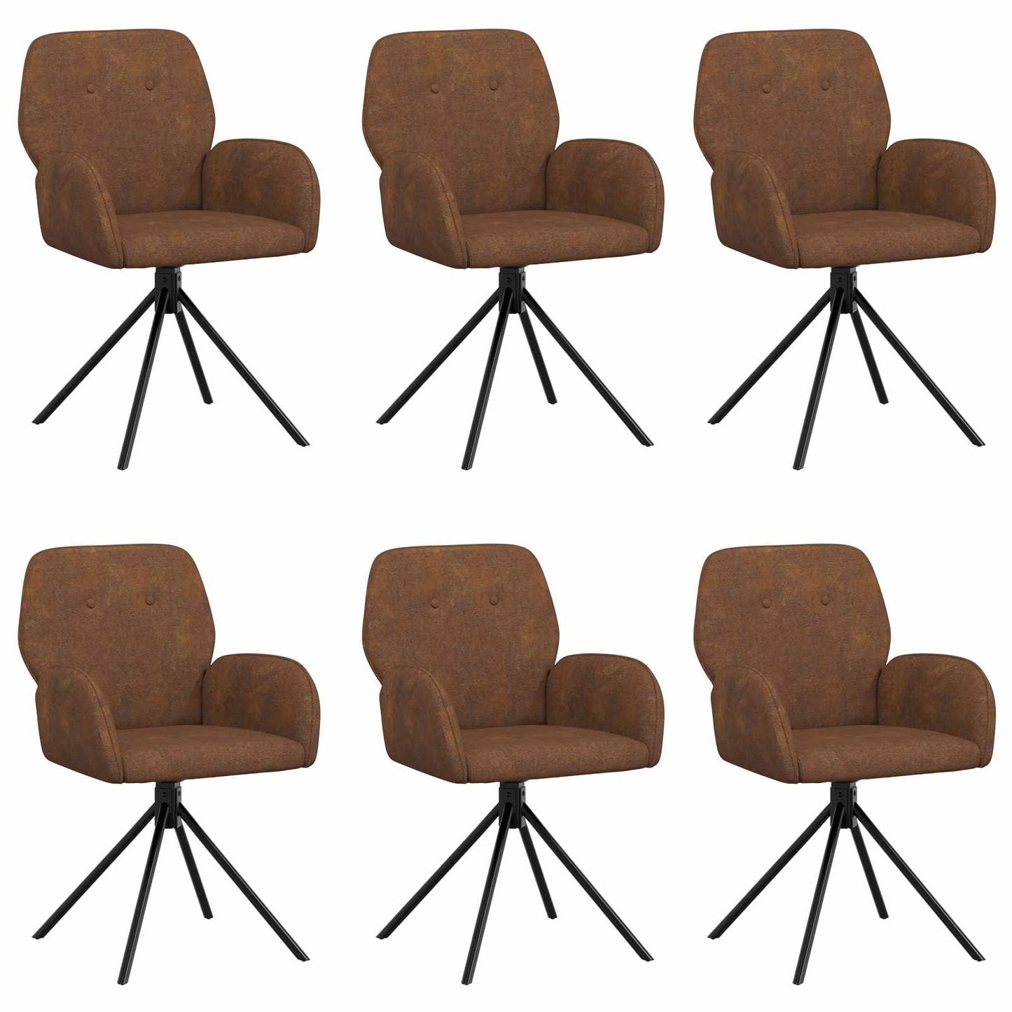Draai Eetstoelen 6 pcs Nep Suede Leer Bruin 54 x 55 x 86 cm