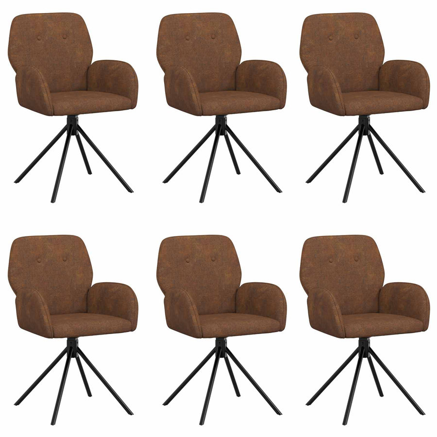 Draai Eetstoelen 6 pcs Nep Suede Leer Bruin 54 x 55 x 86 cm