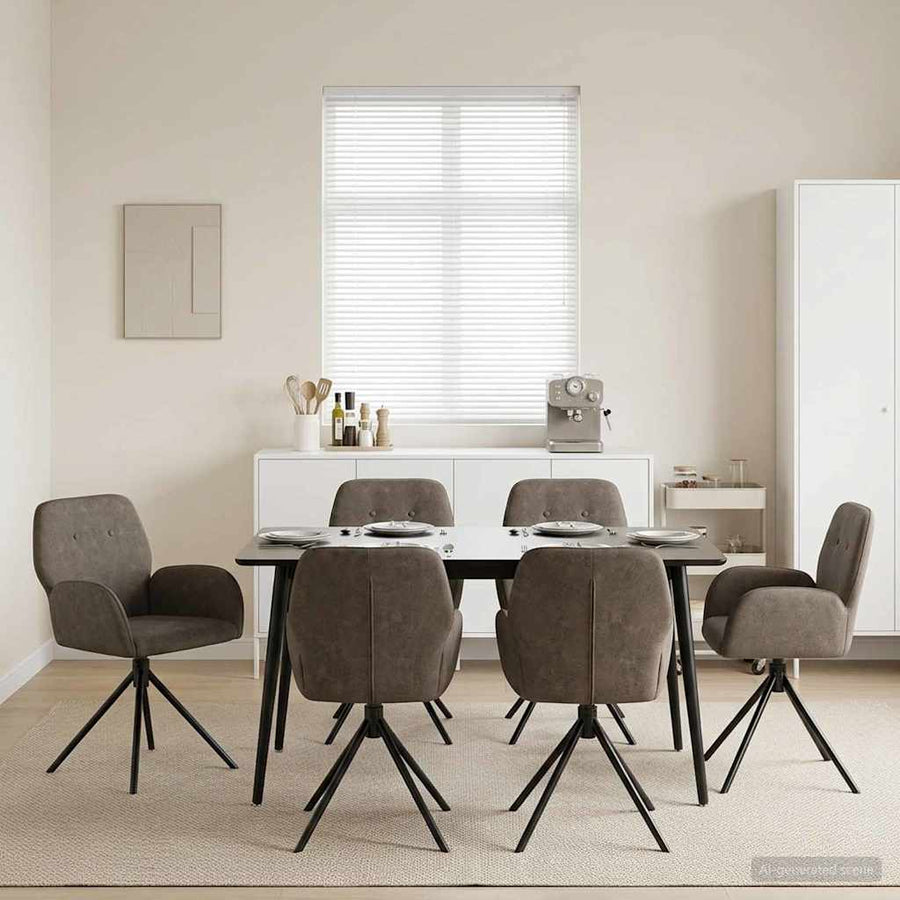 Draai Eetstoelen 6 pcs Nep Suede Leer Donkergrijs
