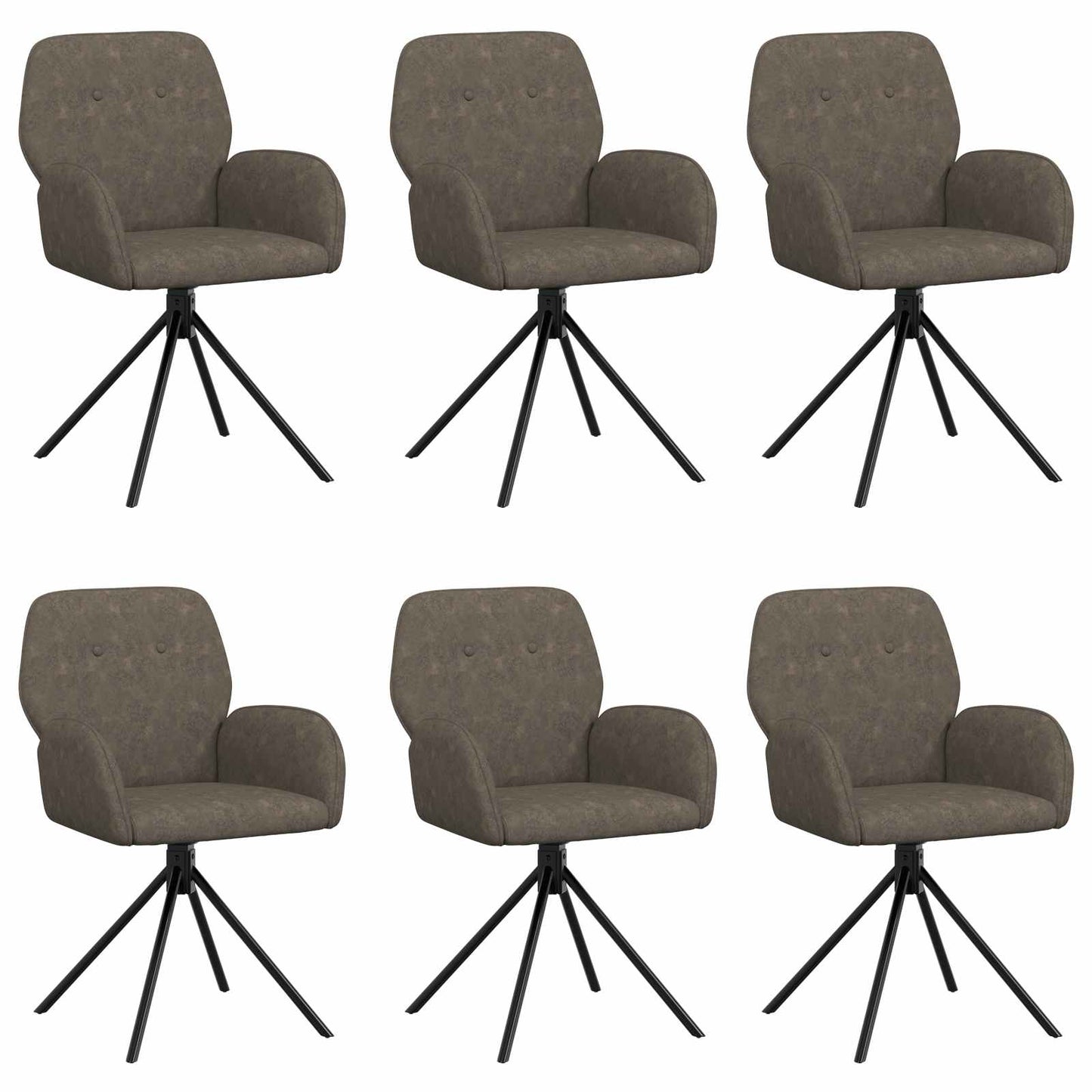 Draai Eetstoelen 6 pcs Nep Suede Leer Donkergrijs