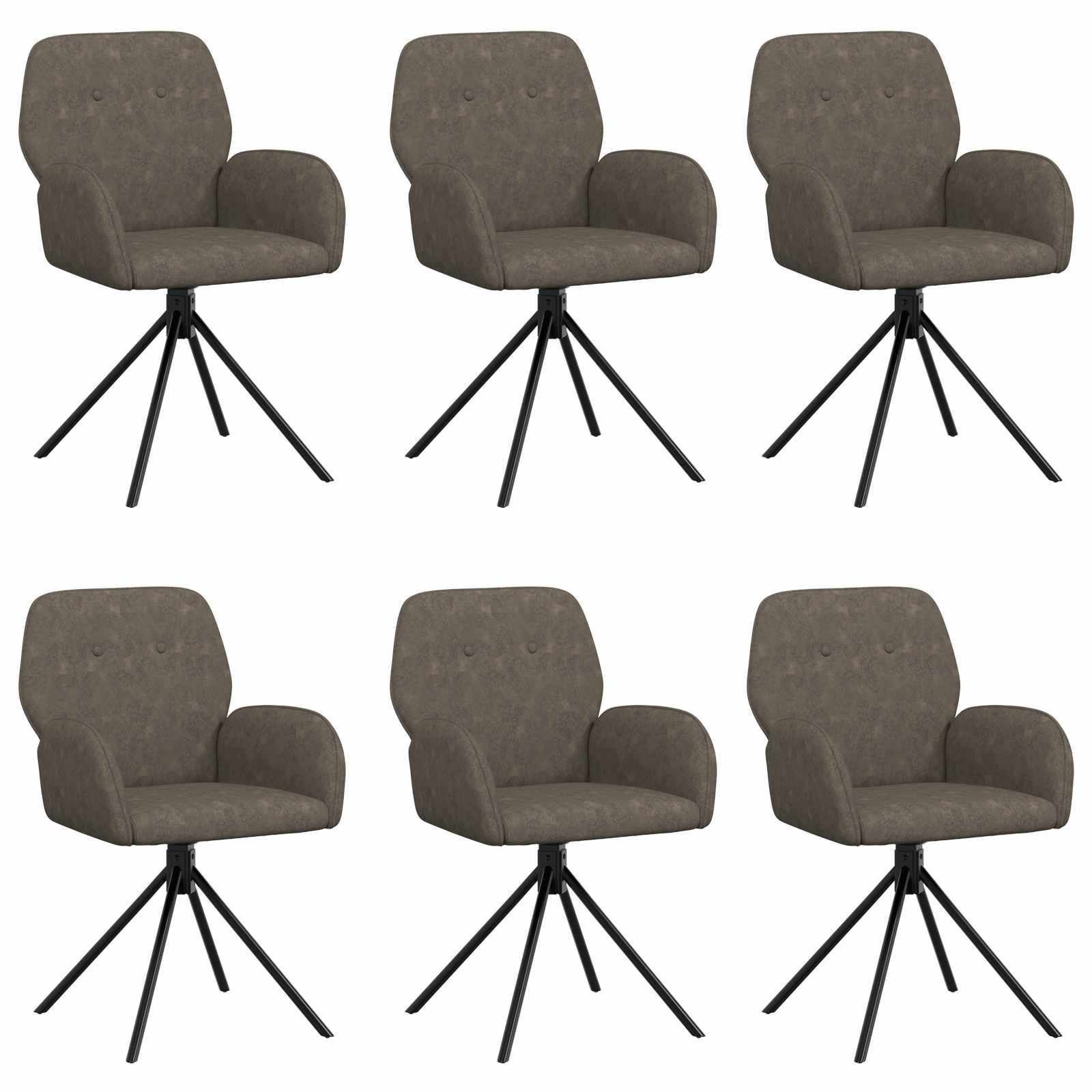Draai Eetstoelen 6 pcs Nep Suede Leer Donkergrijs