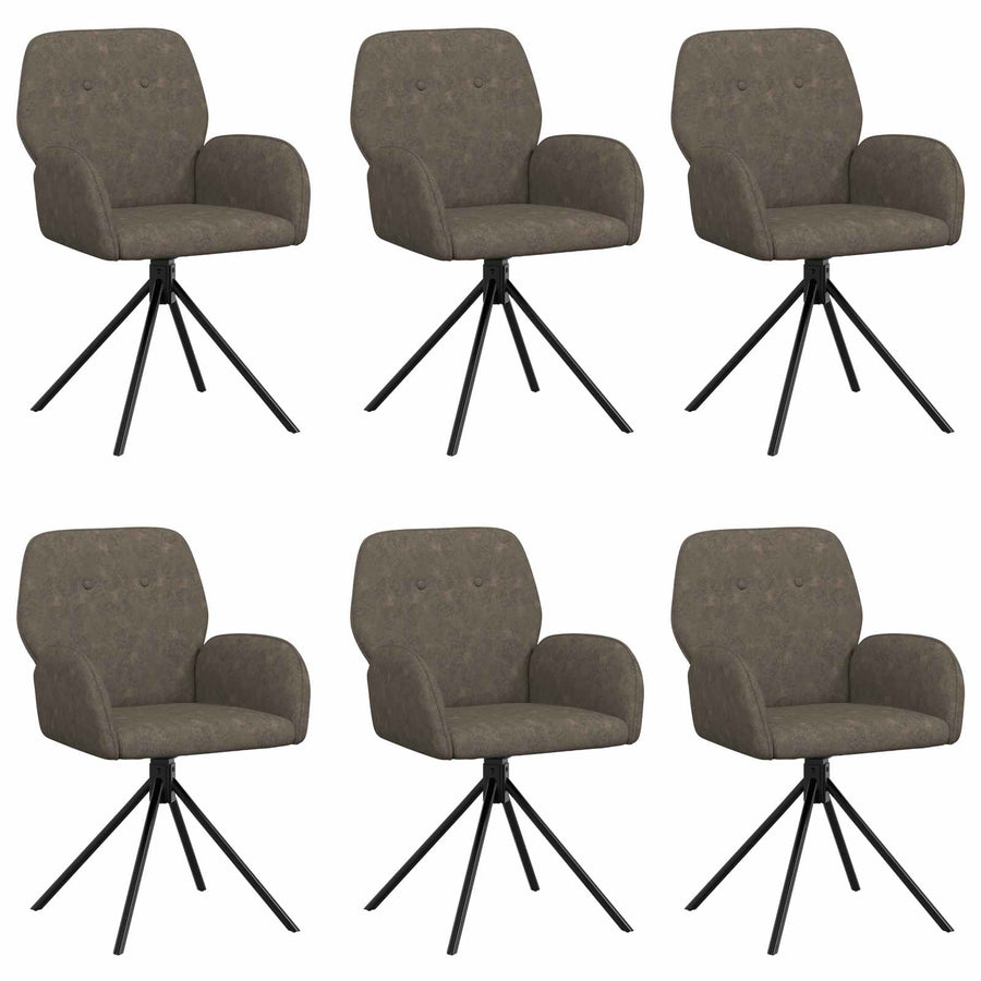 Draai Eetstoelen 6 pcs Nep Suede Leer Donkergrijs