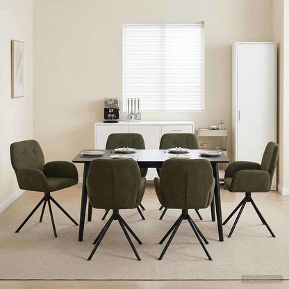 Draai Eetstoelen 6 pcs Nep Suede Leer Legergroen