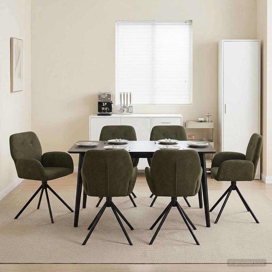 Draai Eetstoelen 6 pcs Nep Suede Leer Legergroen
