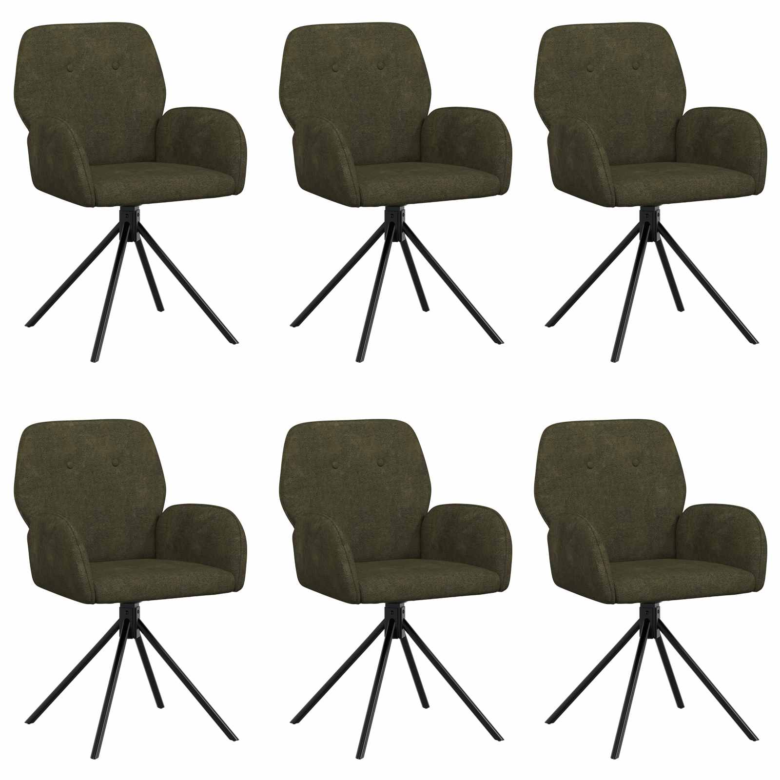 Draai Eetstoelen 6 pcs Nep Suede Leer Legergroen