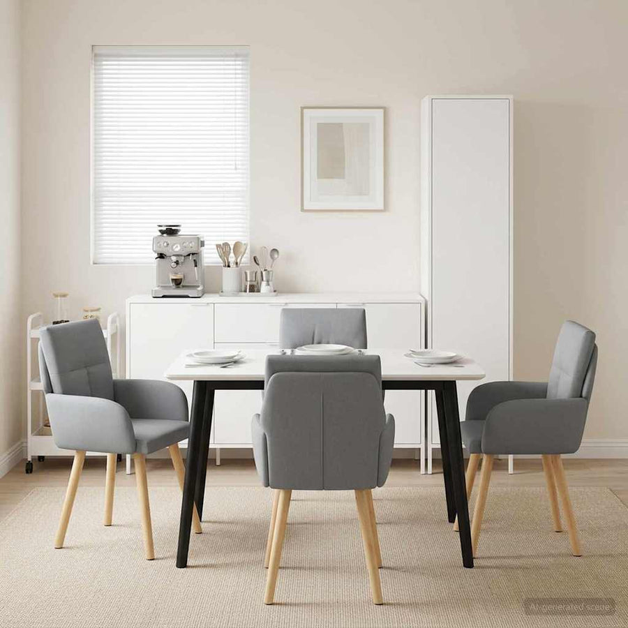 Eettafelstoelen 4 pcs Stof Lichtgrijs 60 x 56 x 96 cm