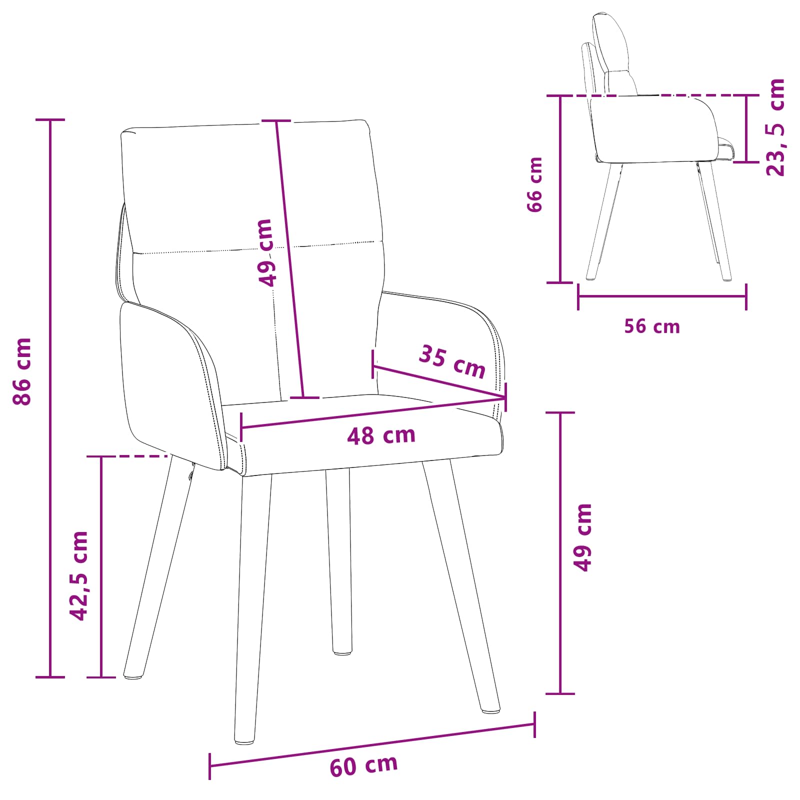 Eettafelstoelen 4 pcs Stof Lichtgrijs 60 x 56 x 96 cm