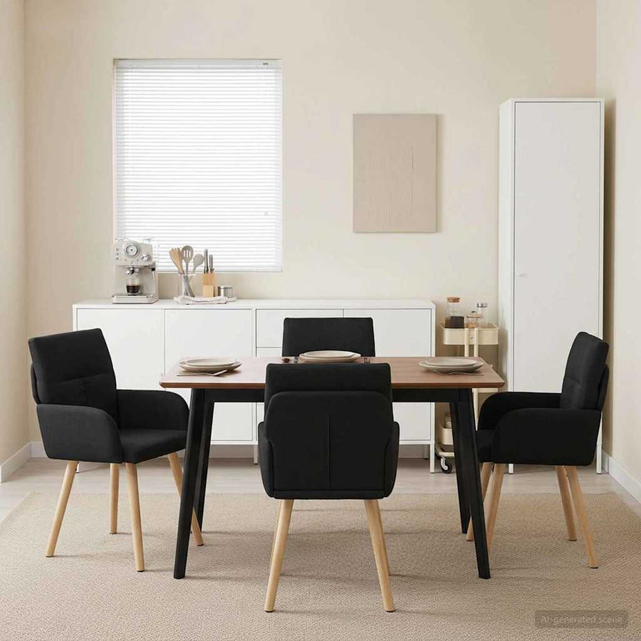 Eettafelstoelen 4 pcs Stof Zwart 60 x 56 x 96 cm