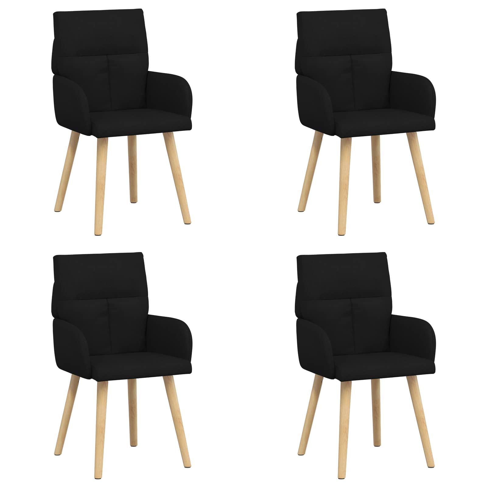 Eettafelstoelen 4 pcs Stof Zwart 60 x 56 x 96 cm
