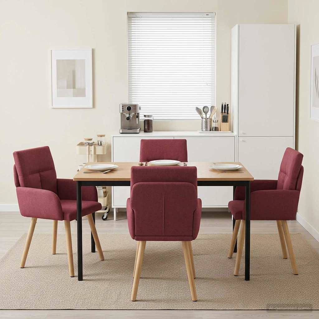 Eettafelstoelen 4 pcs Stof Wijnrood 60 x 56 x 96 cm