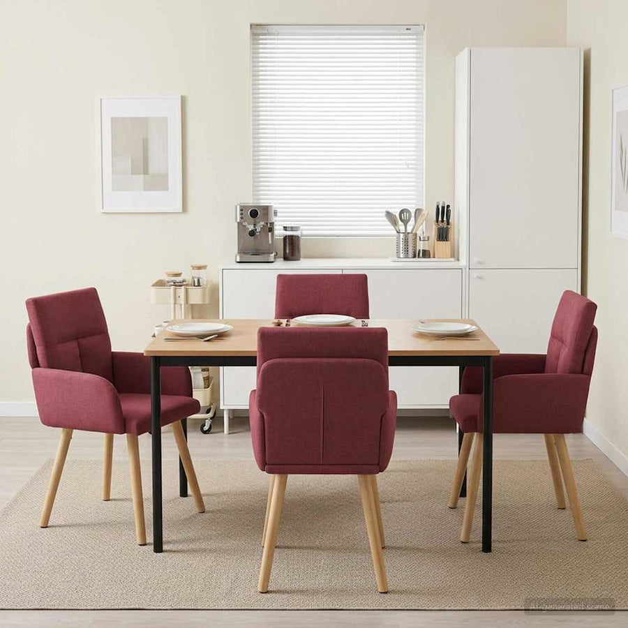 Eettafelstoelen 4 pcs Stof Wijnrood 60 x 56 x 96 cm
