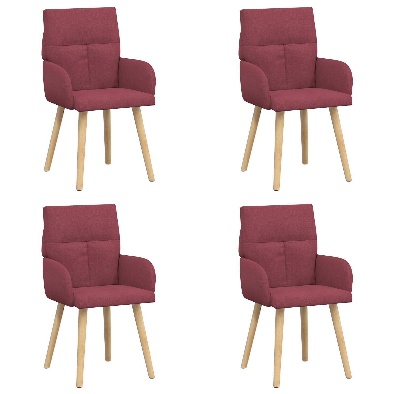Eettafelstoelen 4 pcs Stof Wijnrood 60 x 56 x 96 cm