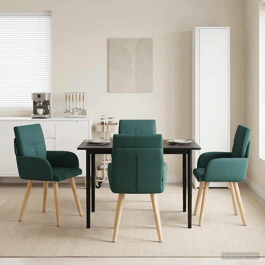 Eettafelstoelen 4 pcs Stof Donkergroen 60 x 56 x 96 cm