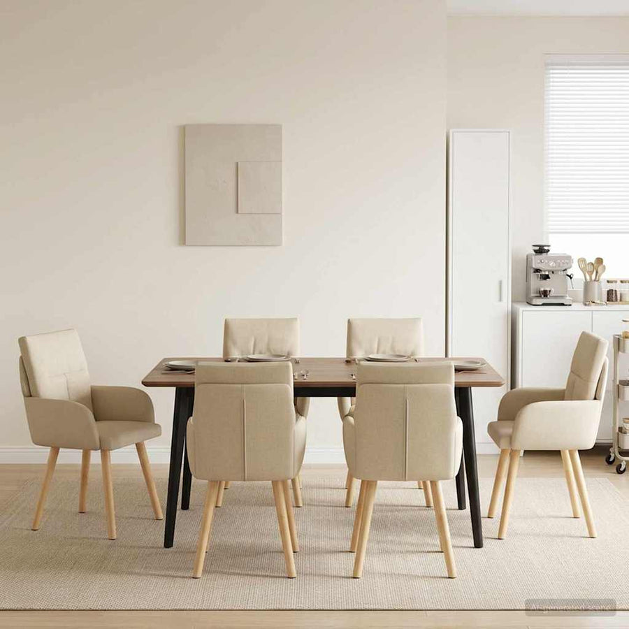 Eettafelstoelen 4 pcs Stof Crèmekleurig 60 x 56 x 96 cm