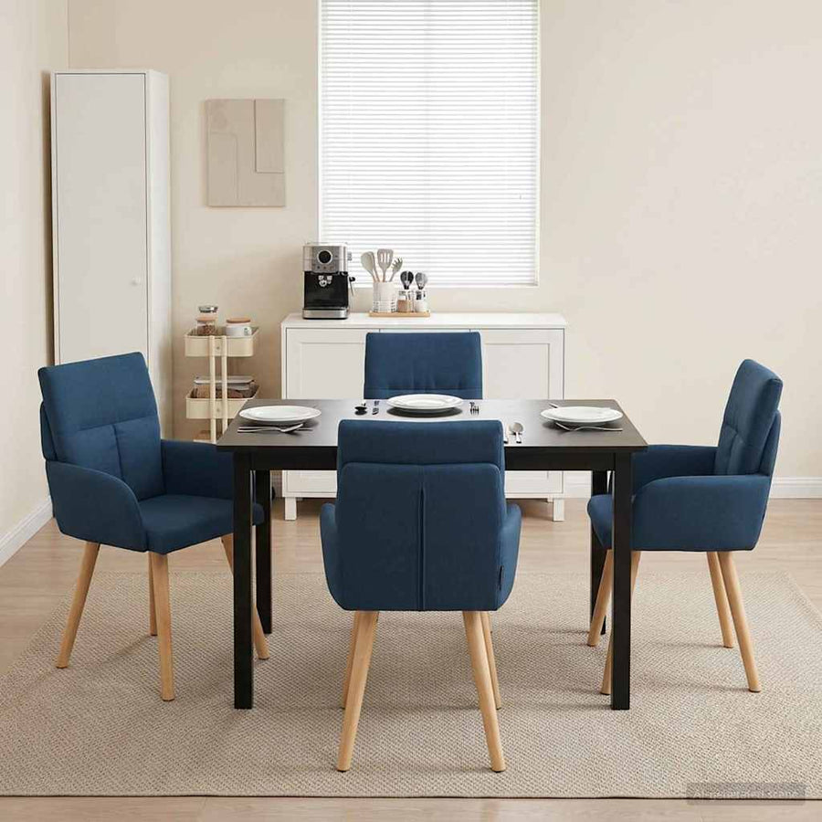 Eettafelstoelen 4 pcs Stof Blauw 60 x 56 x 96 cm