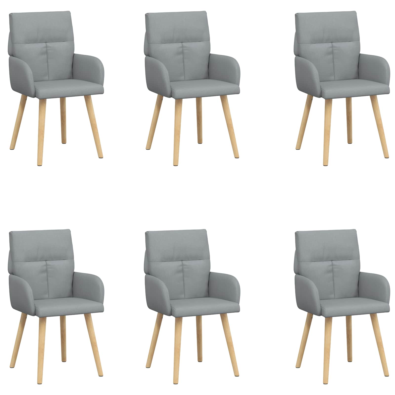 Eettafelstoelen 6 pcs Stof Lichtgrijs 60 x 56 x 96 cm