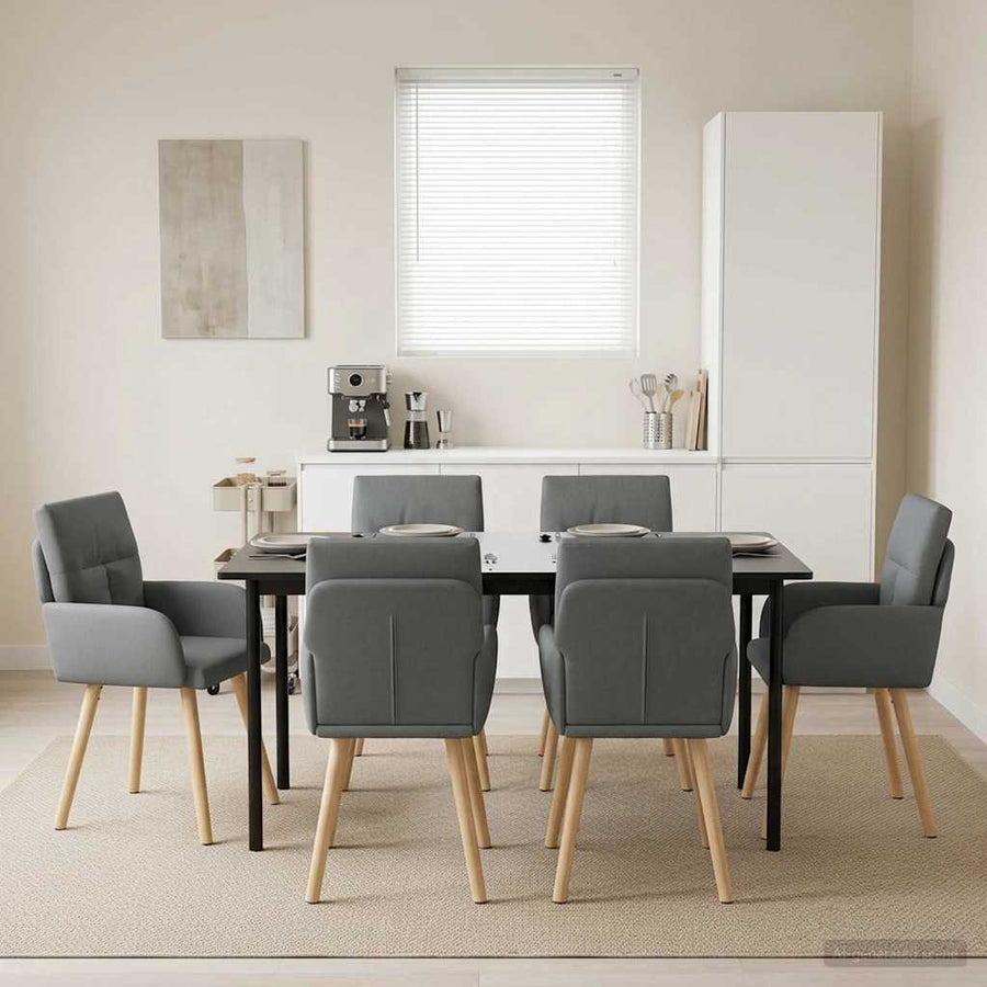 Eettafelstoelen 6 pcs Stof Donkergrijs 60 x 56 x 96 cm
