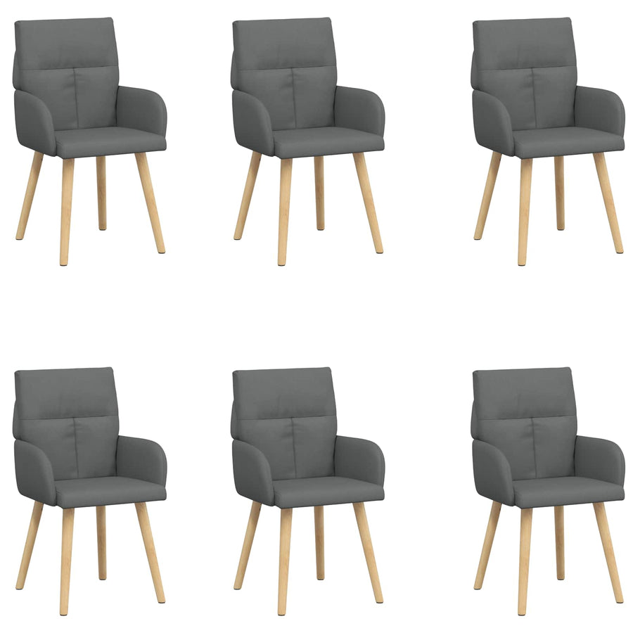 Eettafelstoelen 6 pcs Stof Donkergrijs 60 x 56 x 96 cm