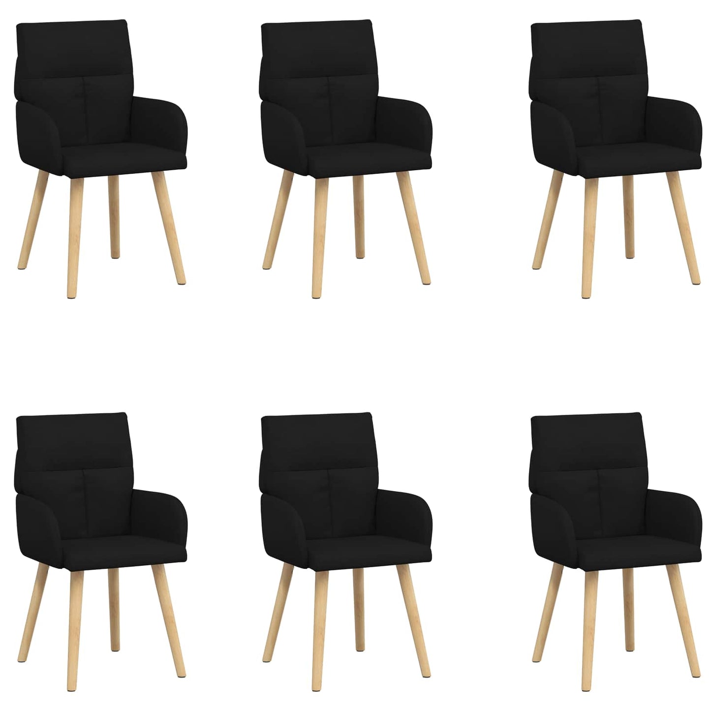 Eettafelstoelen 6 pcs Stof Zwart 60 x 56 x 96 cm