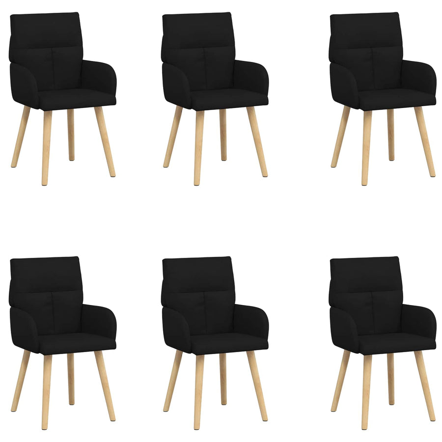 Eettafelstoelen 6 pcs Stof Zwart 60 x 56 x 96 cm