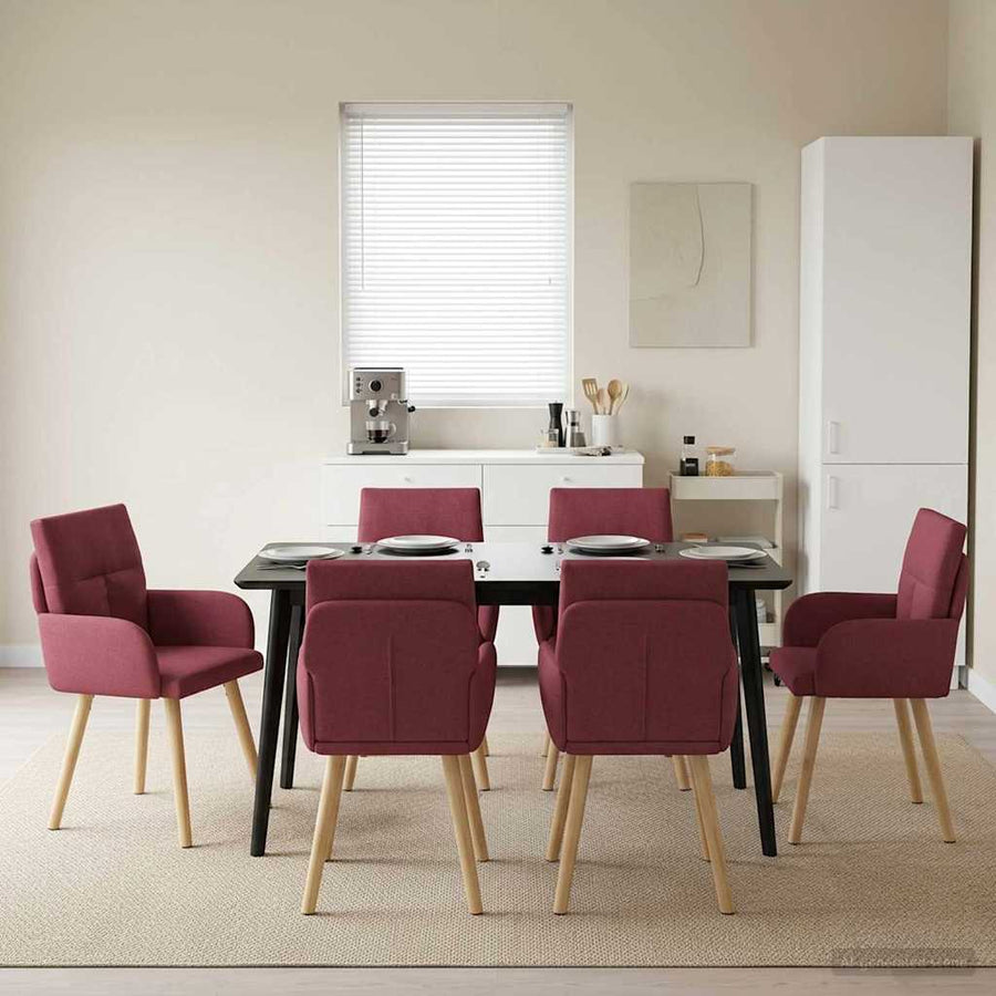 Eettafelstoelen 6 pcs Stof Wijnrood 60 x 56 x 96 cm