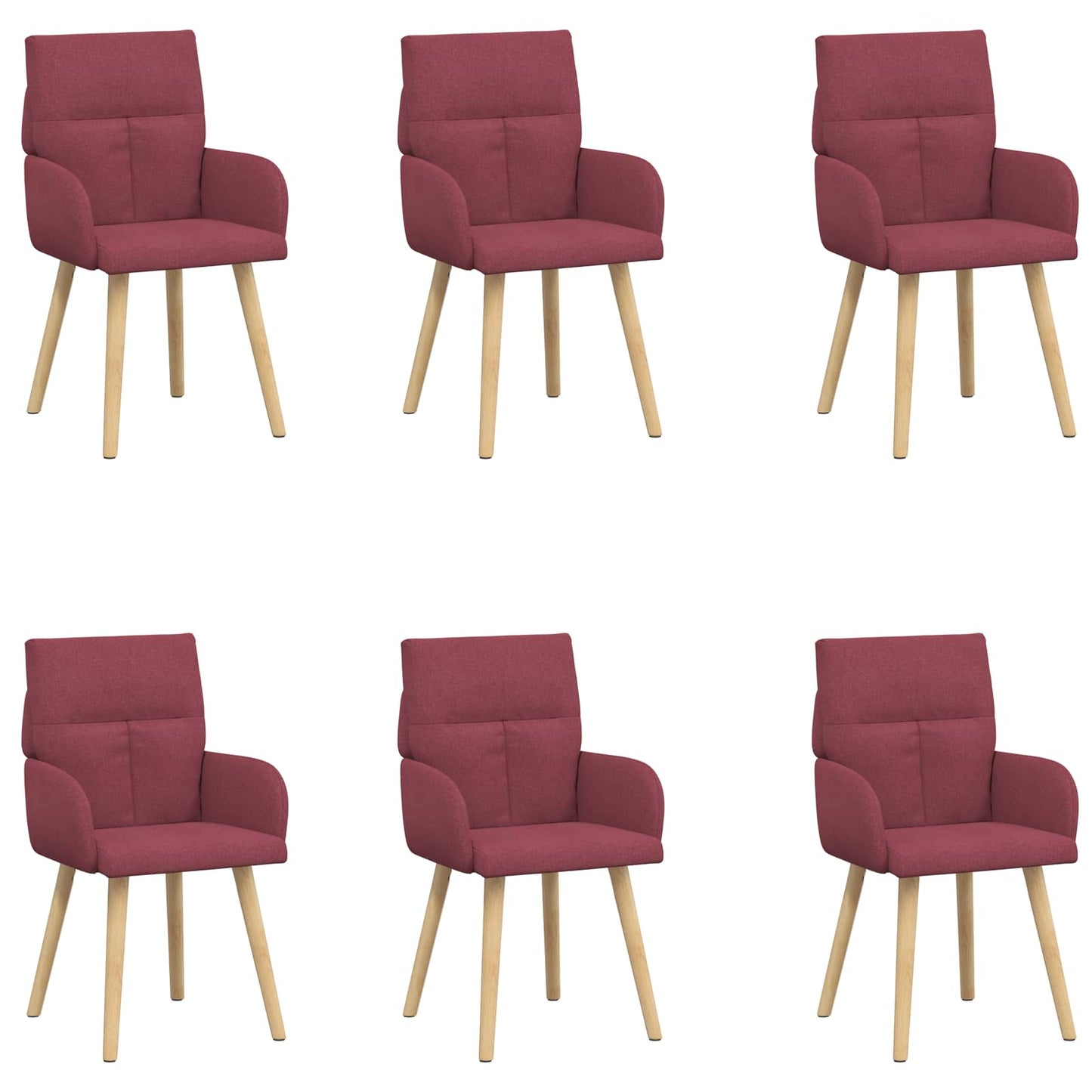 Eettafelstoelen 6 pcs Stof Wijnrood 60 x 56 x 96 cm