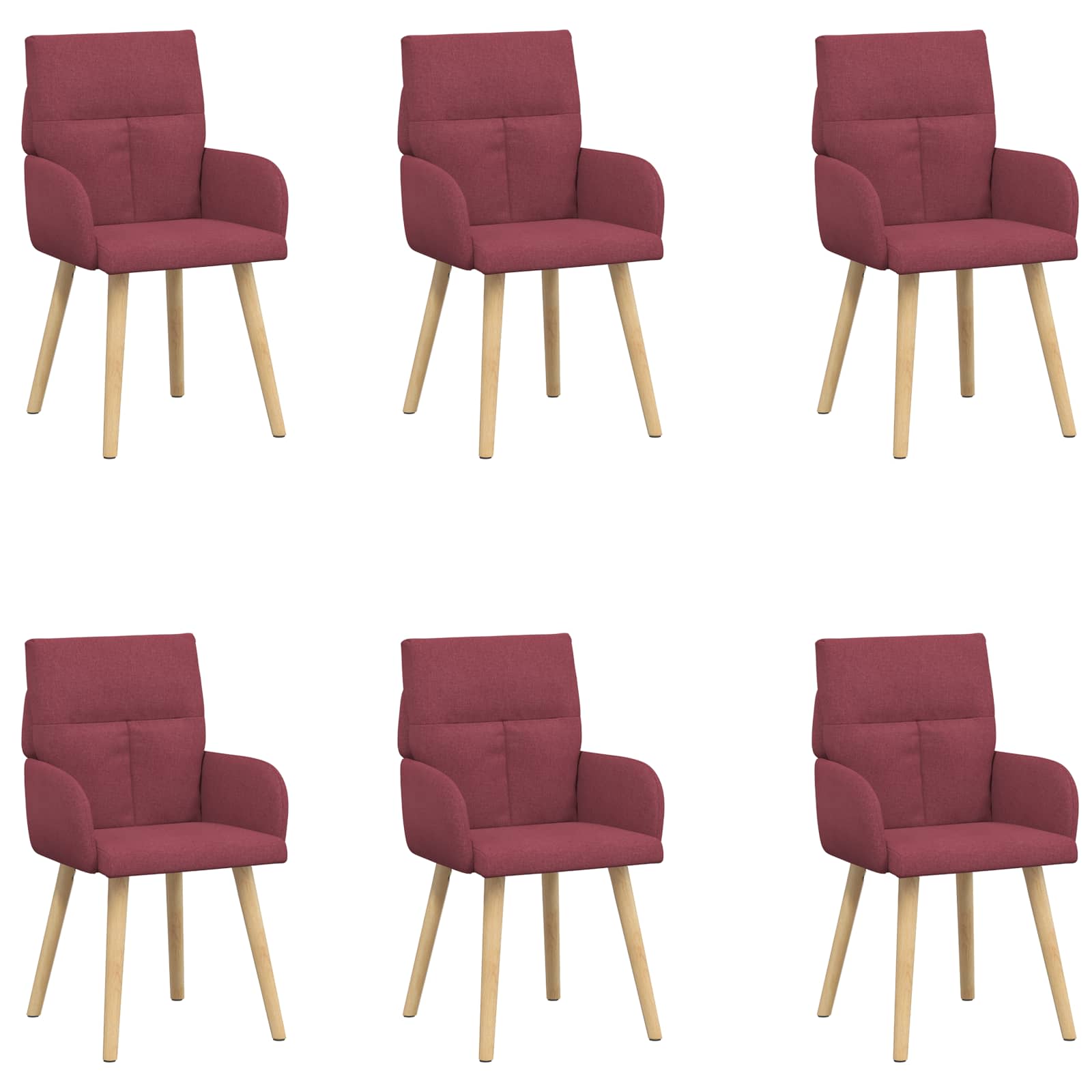 Eettafelstoelen 6 pcs Stof Wijnrood 60 x 56 x 96 cm
