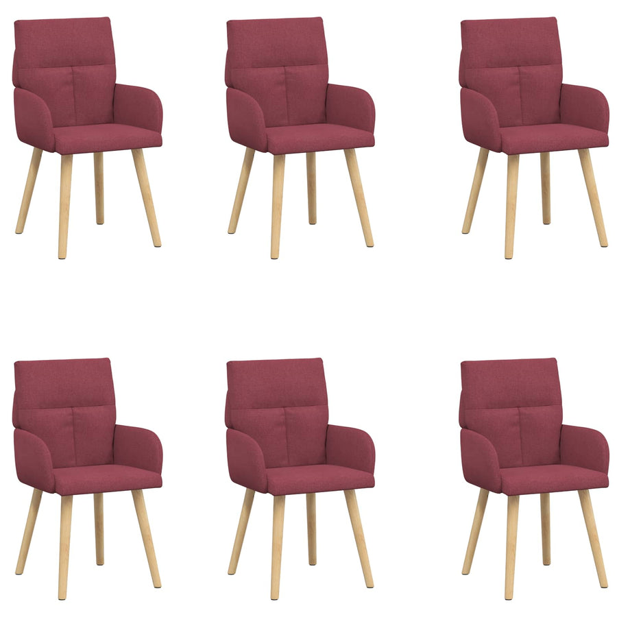 Eettafelstoelen 6 pcs Stof Wijnrood 60 x 56 x 96 cm