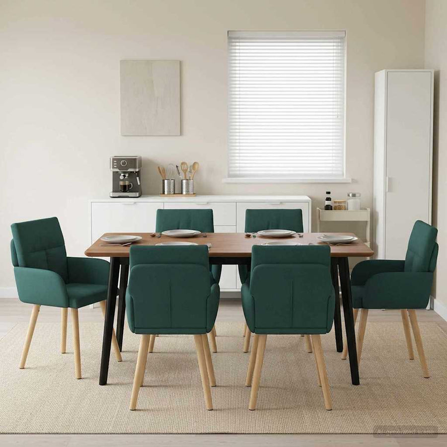 Eettafelstoelen 6 pcs Stof Donkergroen 60 x 56 x 96 cm