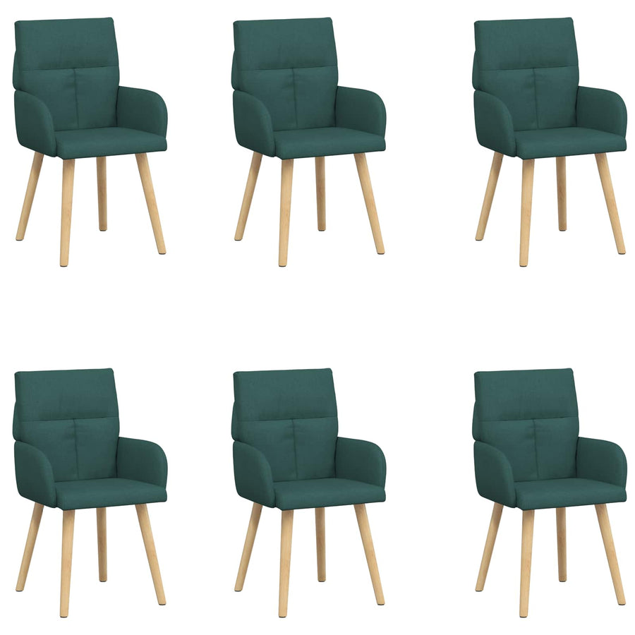 Eettafelstoelen 6 pcs Stof Donkergroen 60 x 56 x 96 cm