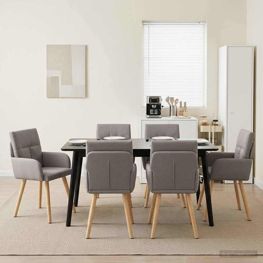 Eettafelstoelen 6 pcs Stof Taupe 60 x 56 x 96 cm
