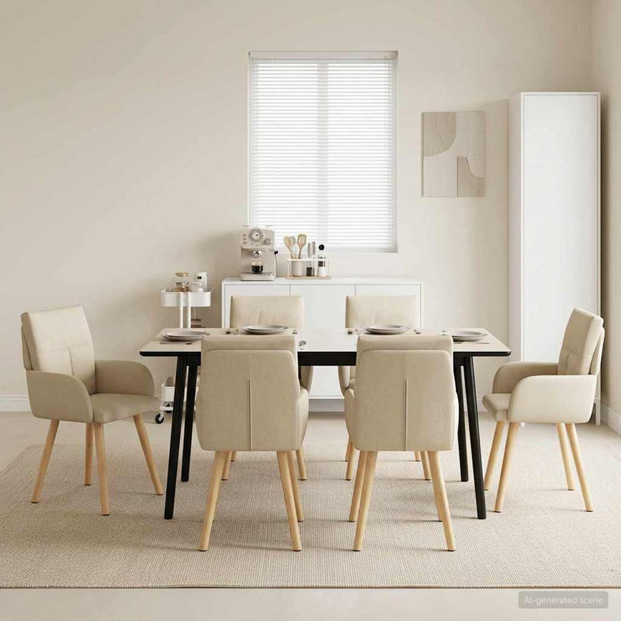 Eettafelstoelen 6 pcs Stof Crèmekleurig 60 x 56 x 96 cm