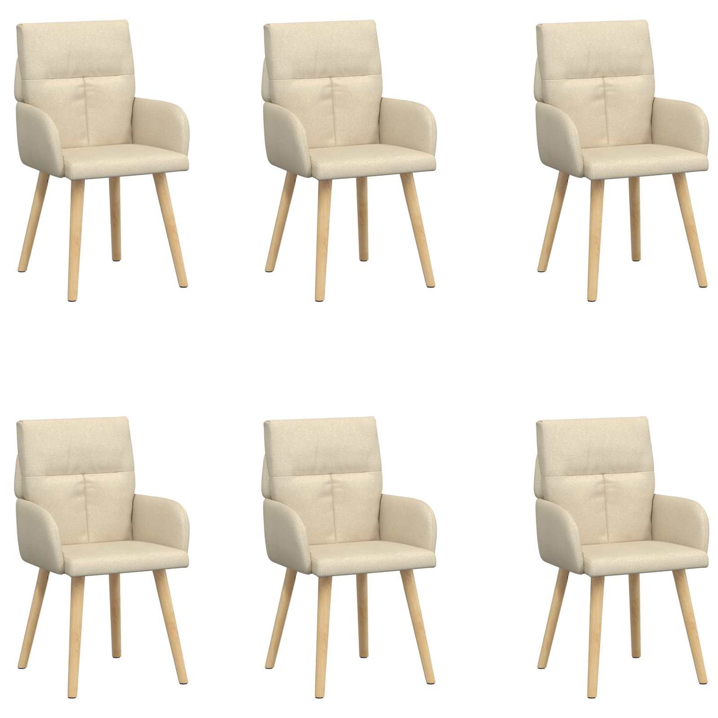 Eettafelstoelen 6 pcs Stof Crèmekleurig 60 x 56 x 96 cm