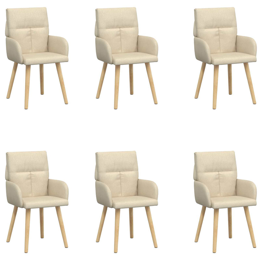 Eettafelstoelen 6 pcs Stof Crèmekleurig 60 x 56 x 96 cm