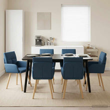 Eettafelstoelen 6 pcs Stof Blauw 60 x 56 x 96 cm