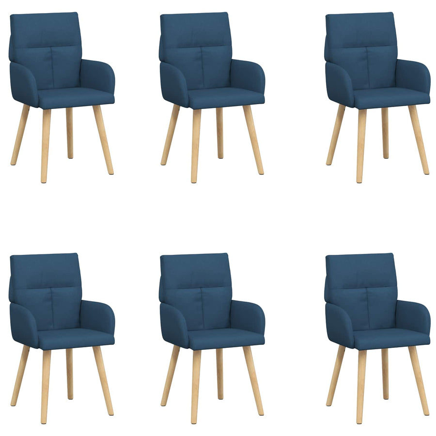 Eettafelstoelen 6 pcs Stof Blauw 60 x 56 x 96 cm