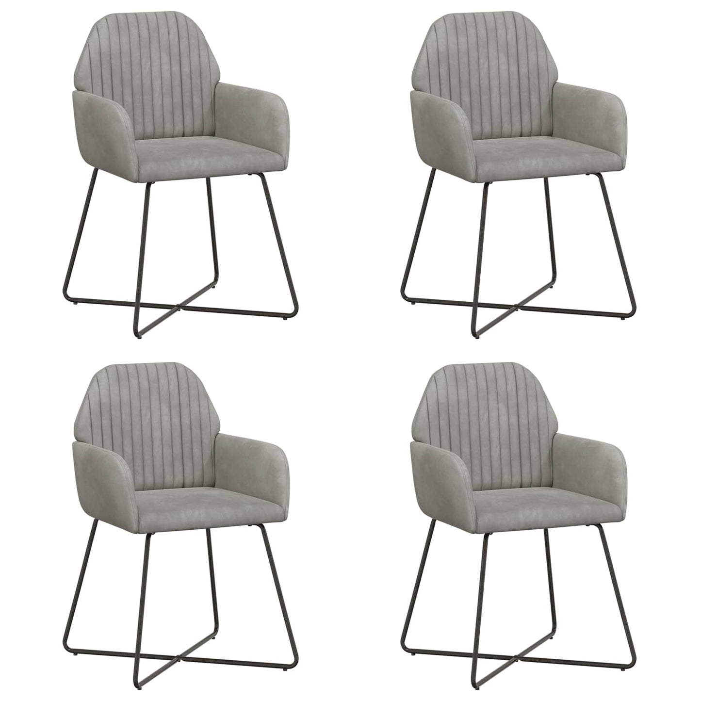 Eettafelstoelen 4 pcs fluweel Lichtgrijs 55 x 50 x 84 cm