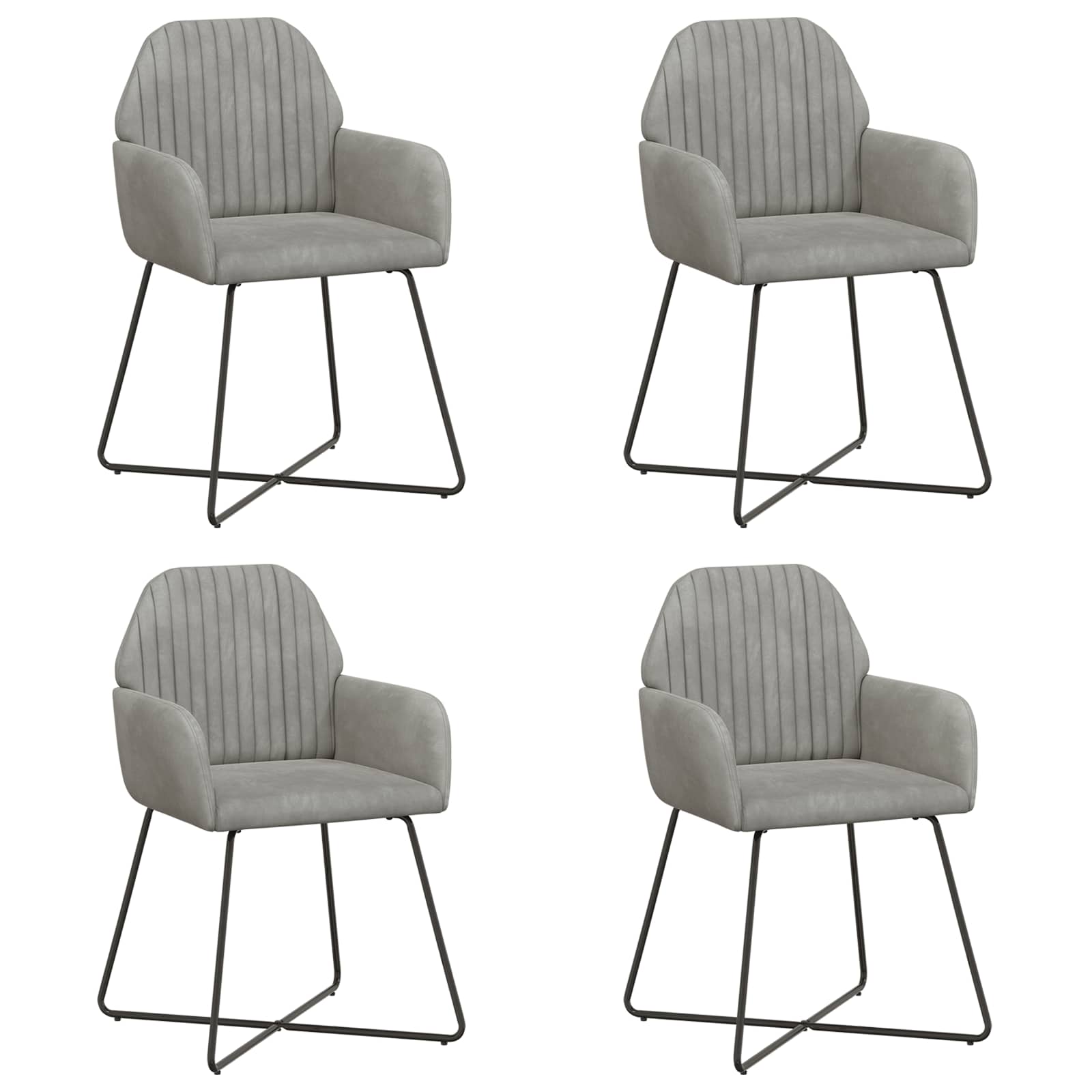 Eettafelstoelen 4 pcs fluweel Lichtgrijs 55 x 50 x 84 cm