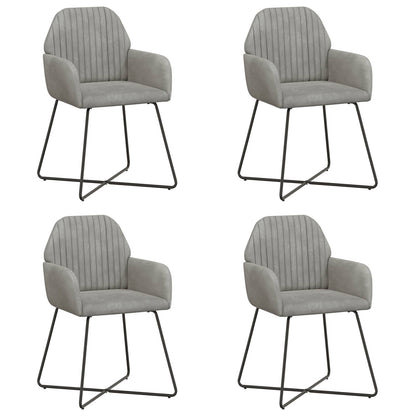 Eettafelstoelen 4 pcs fluweel Lichtgrijs 55 x 50 x 84 cm