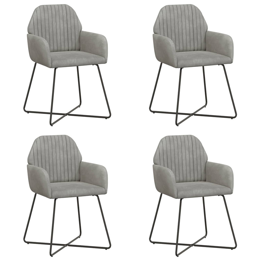 Eettafelstoelen 4 pcs fluweel Lichtgrijs 55 x 50 x 84 cm