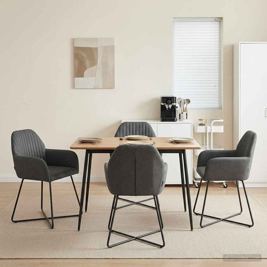 Eettafelstoelen 4 pcs fluweel Donkergrijs 55 x 50 x 84 cm