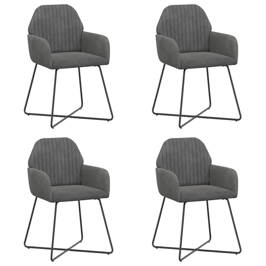 Eettafelstoelen 4 pcs fluweel Donkergrijs 55 x 50 x 84 cm