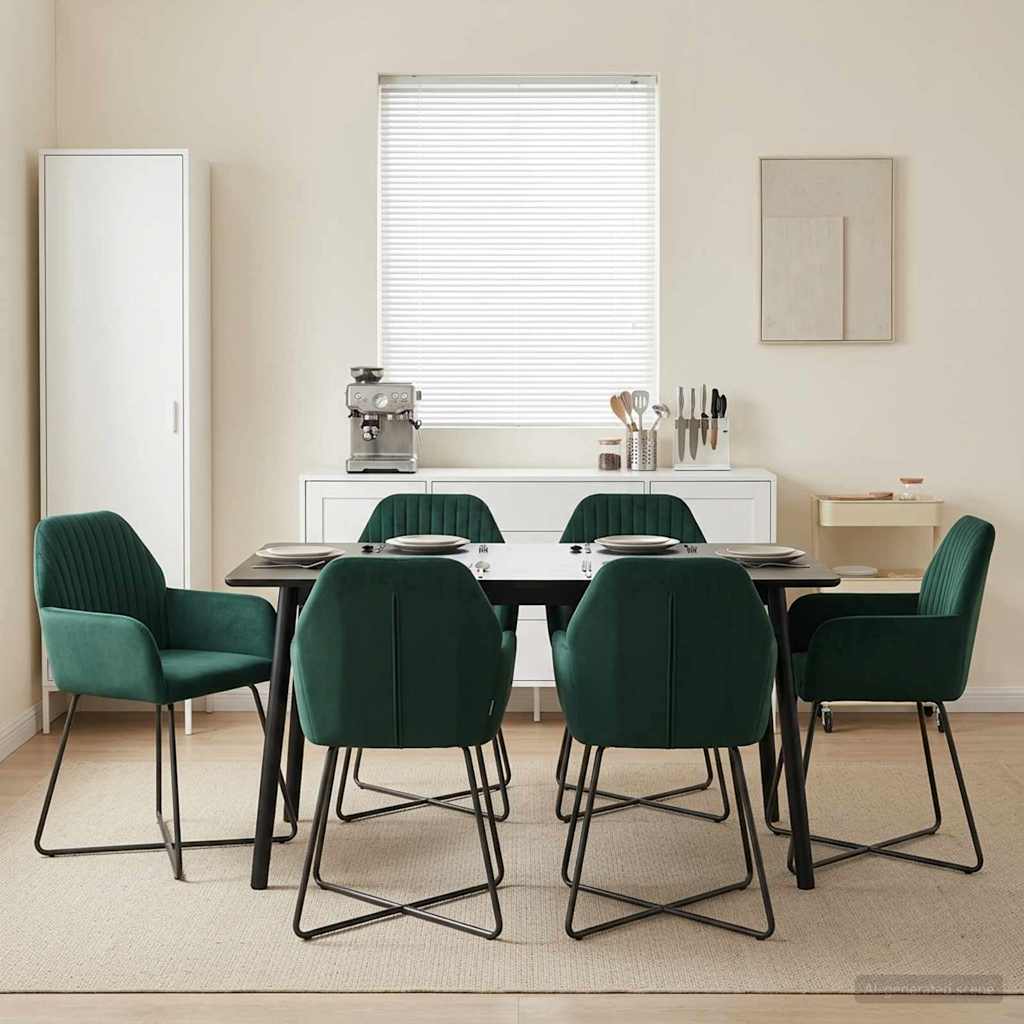 Eettafelstoelen 4 pcs fluweel Donkergroen 55 x 50 x 84 cm