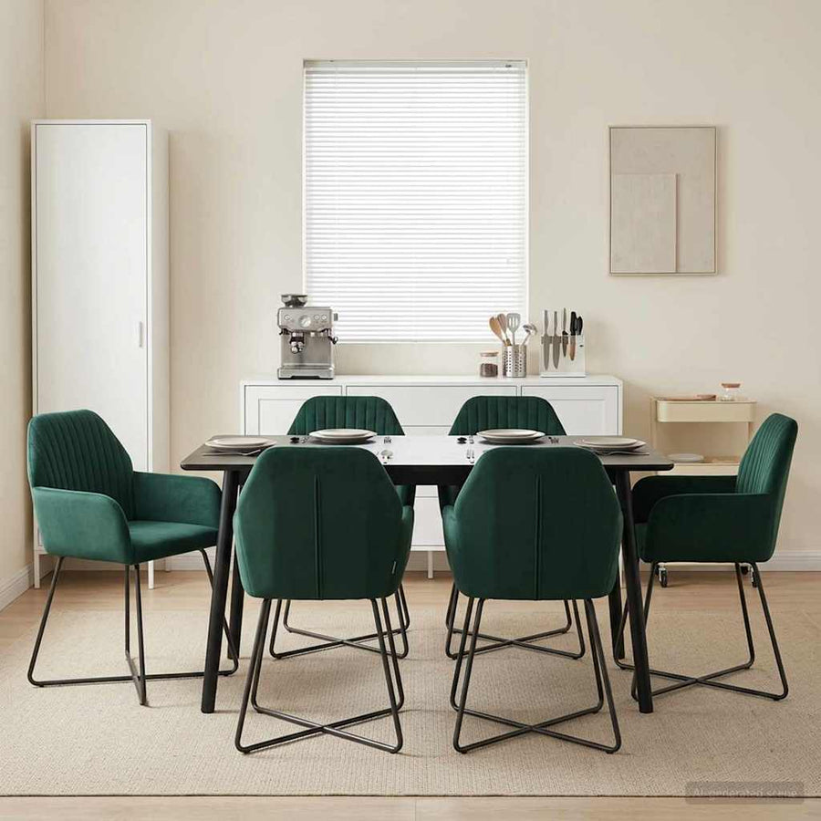 Eettafelstoelen 4 pcs fluweel Donkergroen 55 x 50 x 84 cm