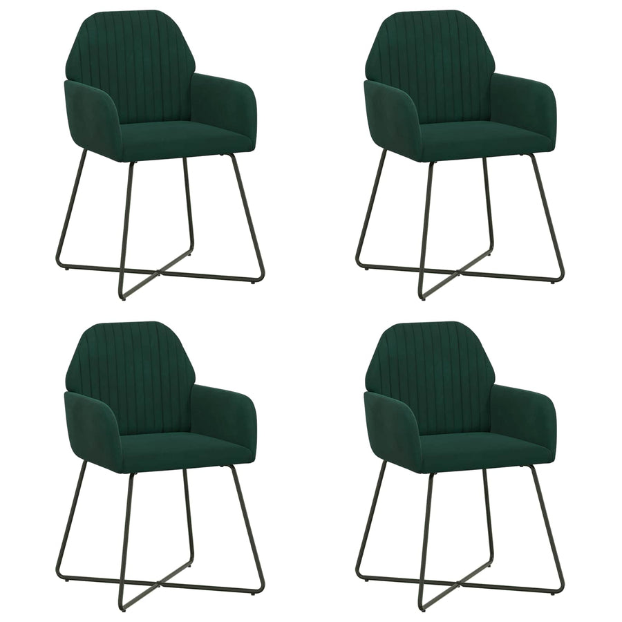 Eettafelstoelen 4 pcs fluweel Donkergroen 55 x 50 x 84 cm