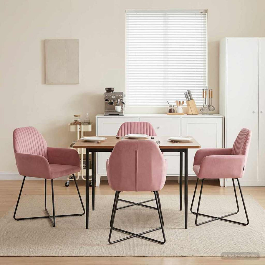 Eettafelstoelen 4 pcs fluweel Roze 55 x 50 x 84 cm